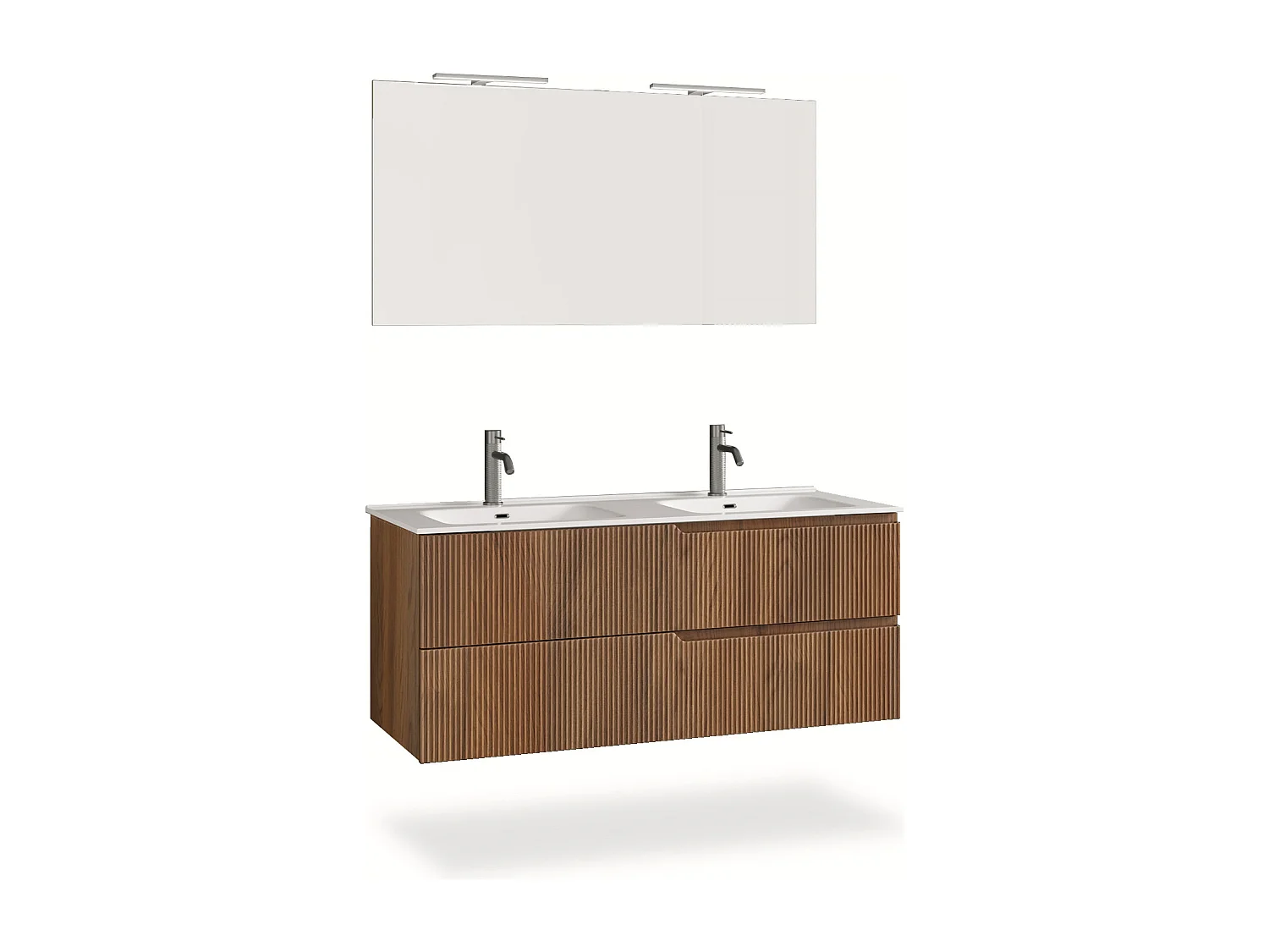 Ensemble salle de bain double vasque 5 pièces VENERE chêne