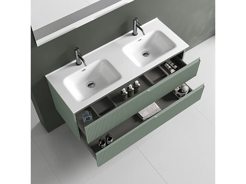 Ensemble salle de bain double vasque 5 pièces VENERE vert sauge