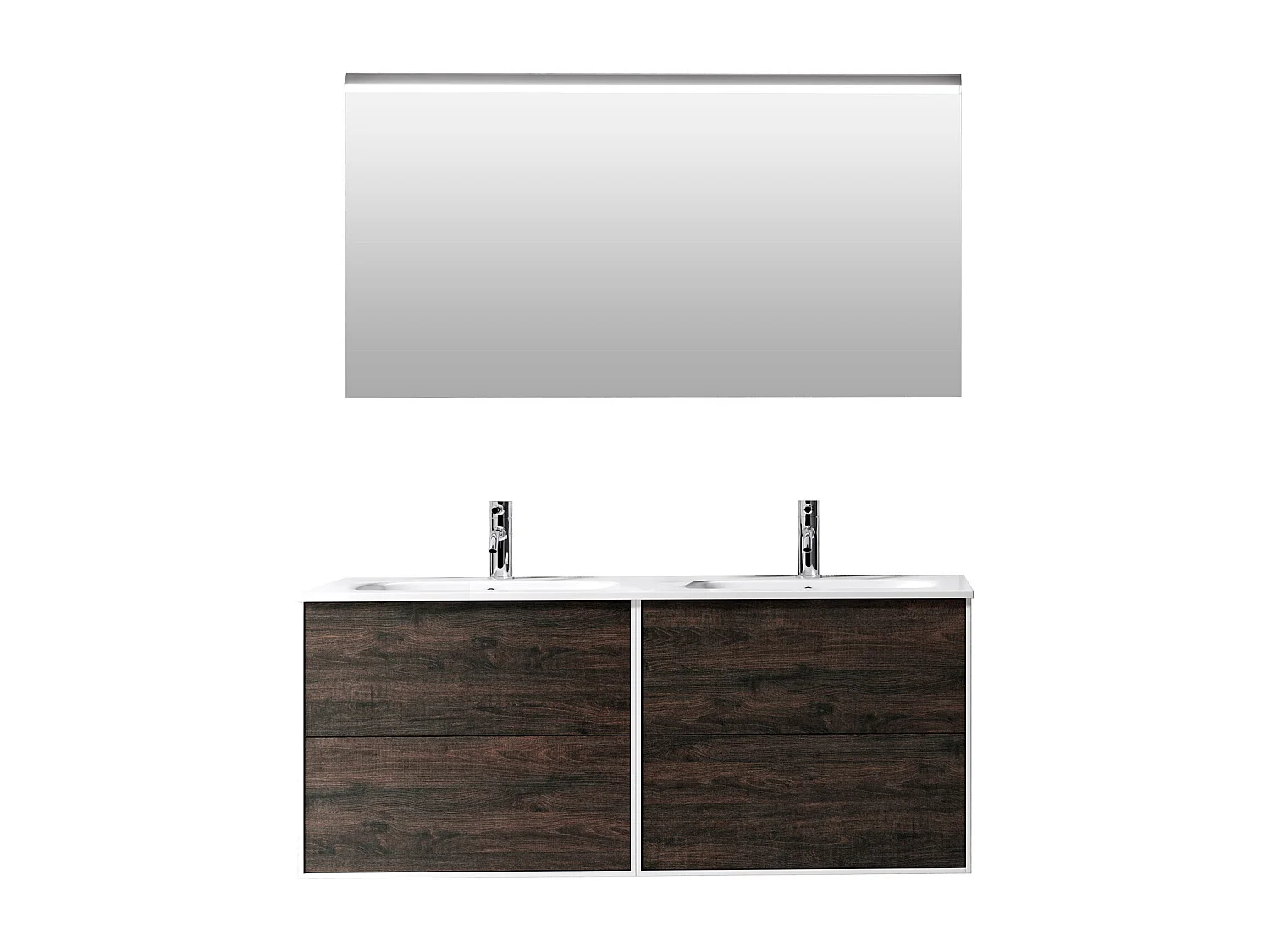 Ensemble de salle de bain double vasque 4 pièces IGEA brun foncé