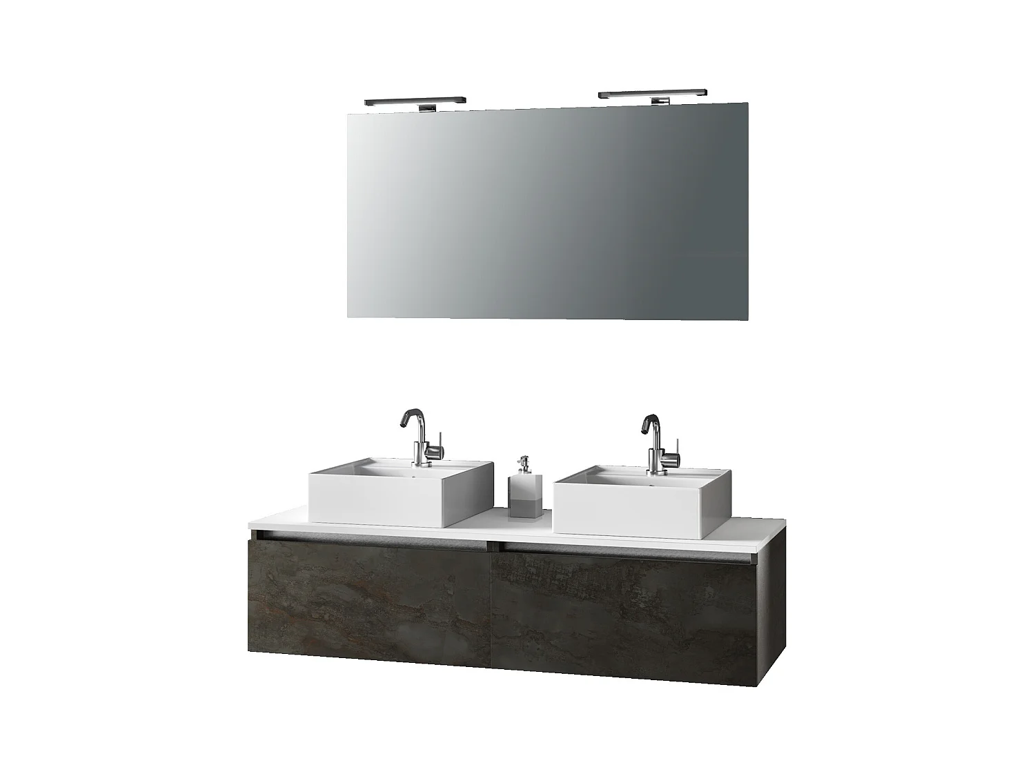 Composizione doppio lavabo 8 pezzi AURORA ossido