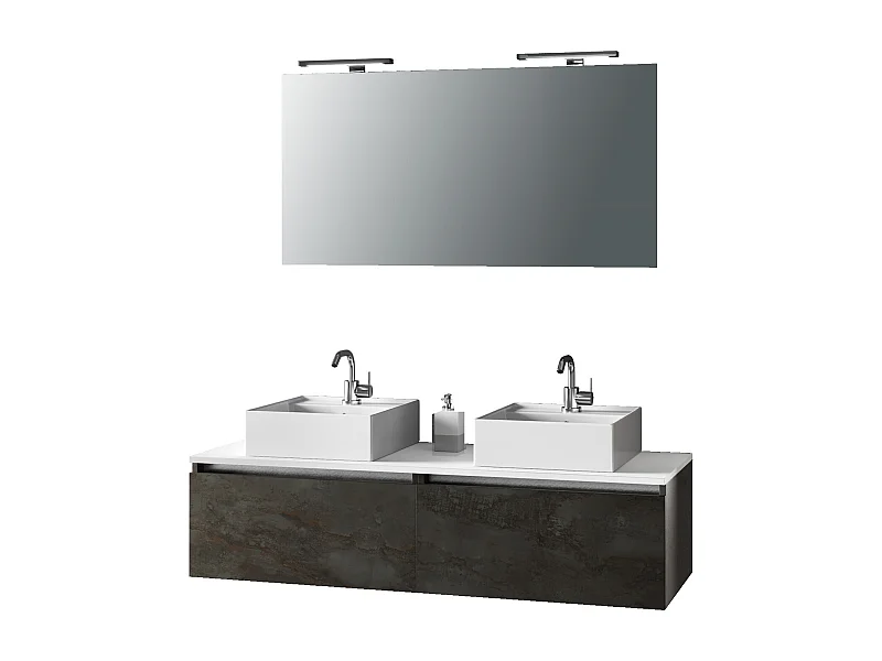 Composizione doppio lavabo 8 pezzi AURORA ossido