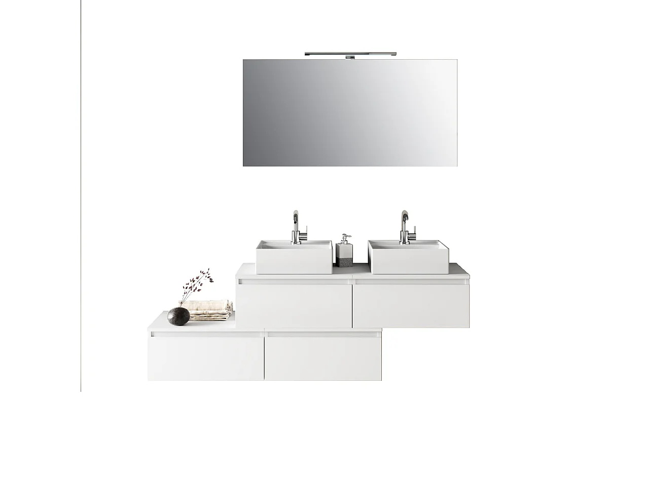 Ensemble de salle de bain double vasque 8 pièces ASTRA blanc