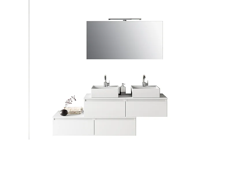 Composición de lavabo doble ASTRA de 8 piezas blanco