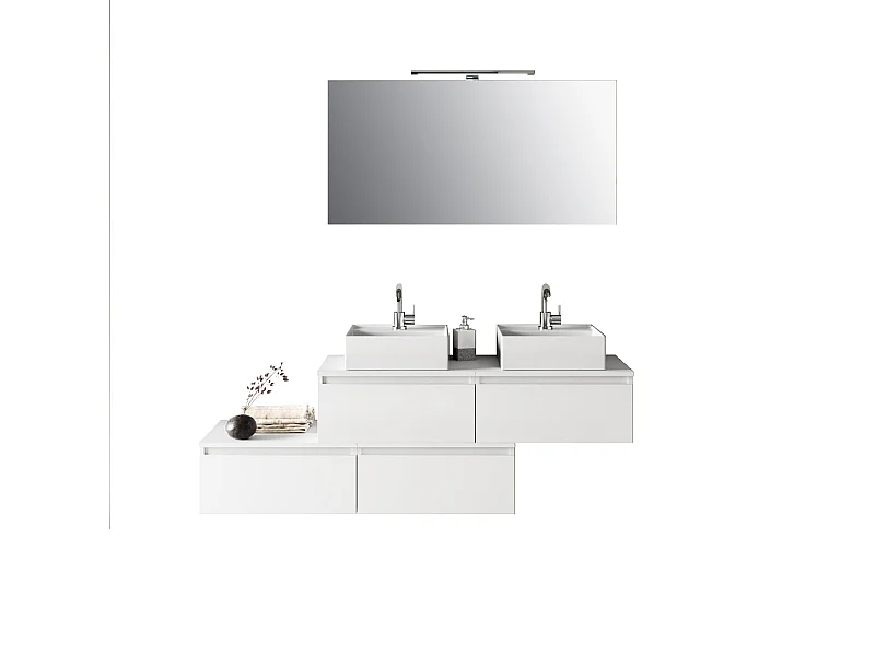 Double Waschbeckenzusammensetzung 8 Stücke ASTRA - weiß