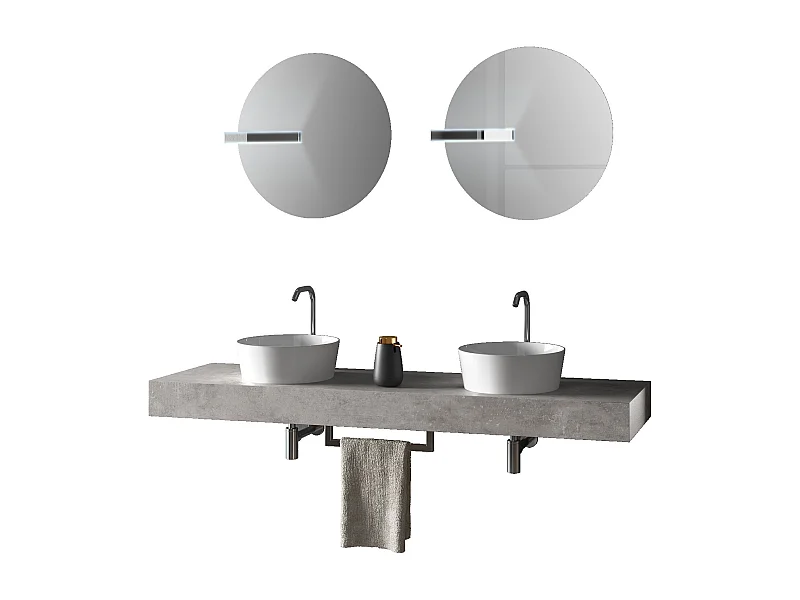 Ensemble de salle de bain double vasque 8 pièces ASTRA ciment