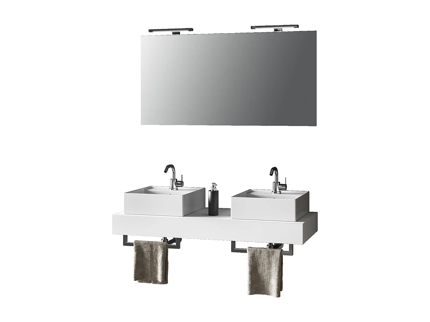 Ensemble de salle de bain double vasque 8 pièces ASTRA blanc