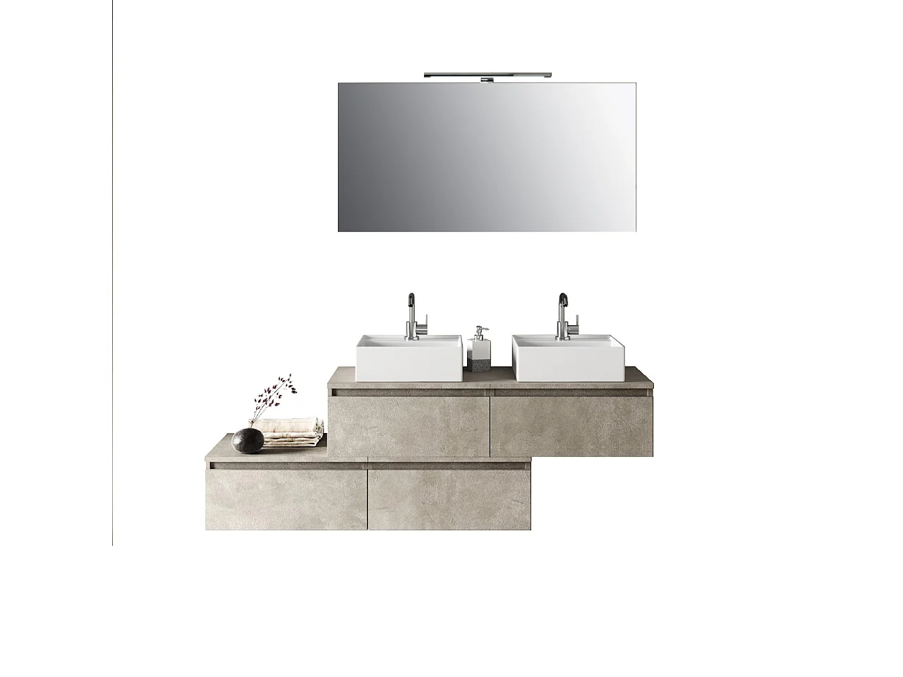 Ensemble de salle de bain double vasque 8 pièces ASTRA havane