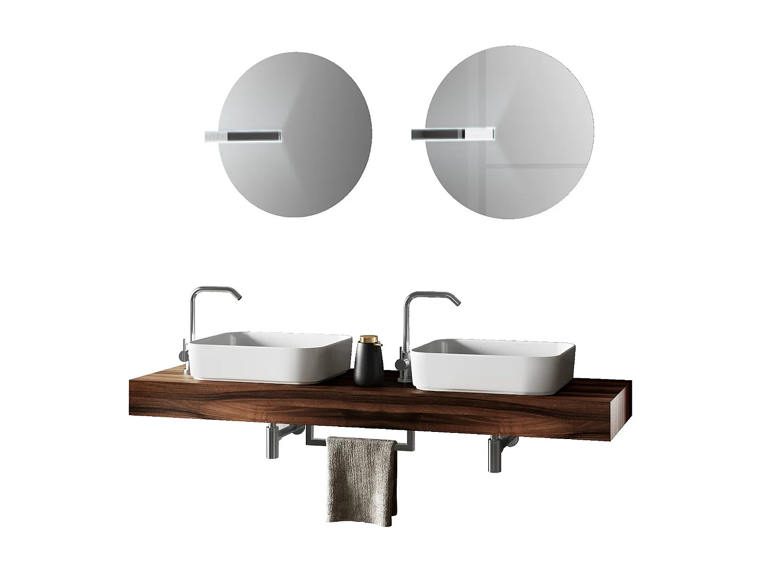 Ensemble de salle de bain double vasque ASTRA noyer