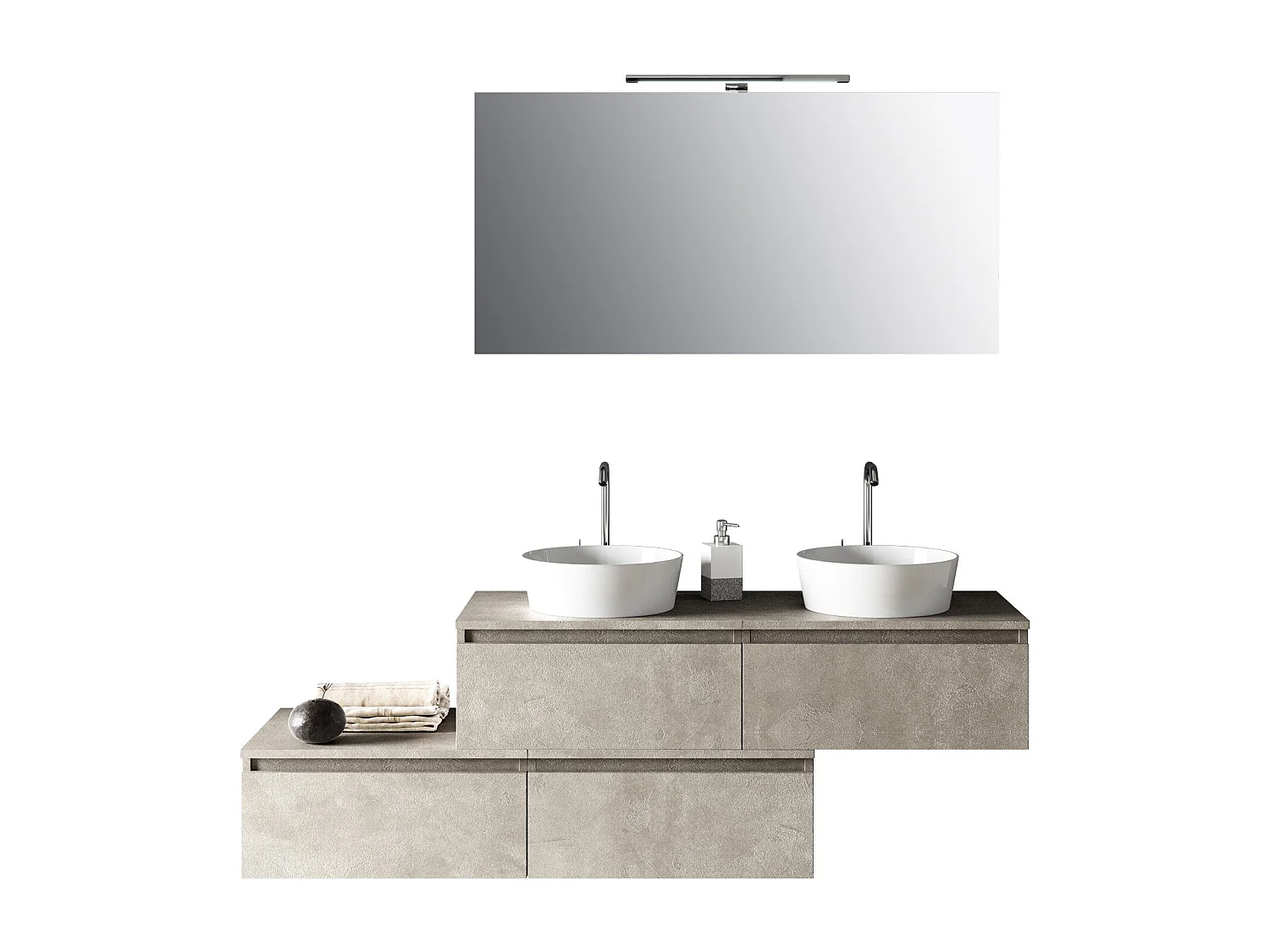 Ensemble de salle de bain double vasque 8 pièces ASTRA havane