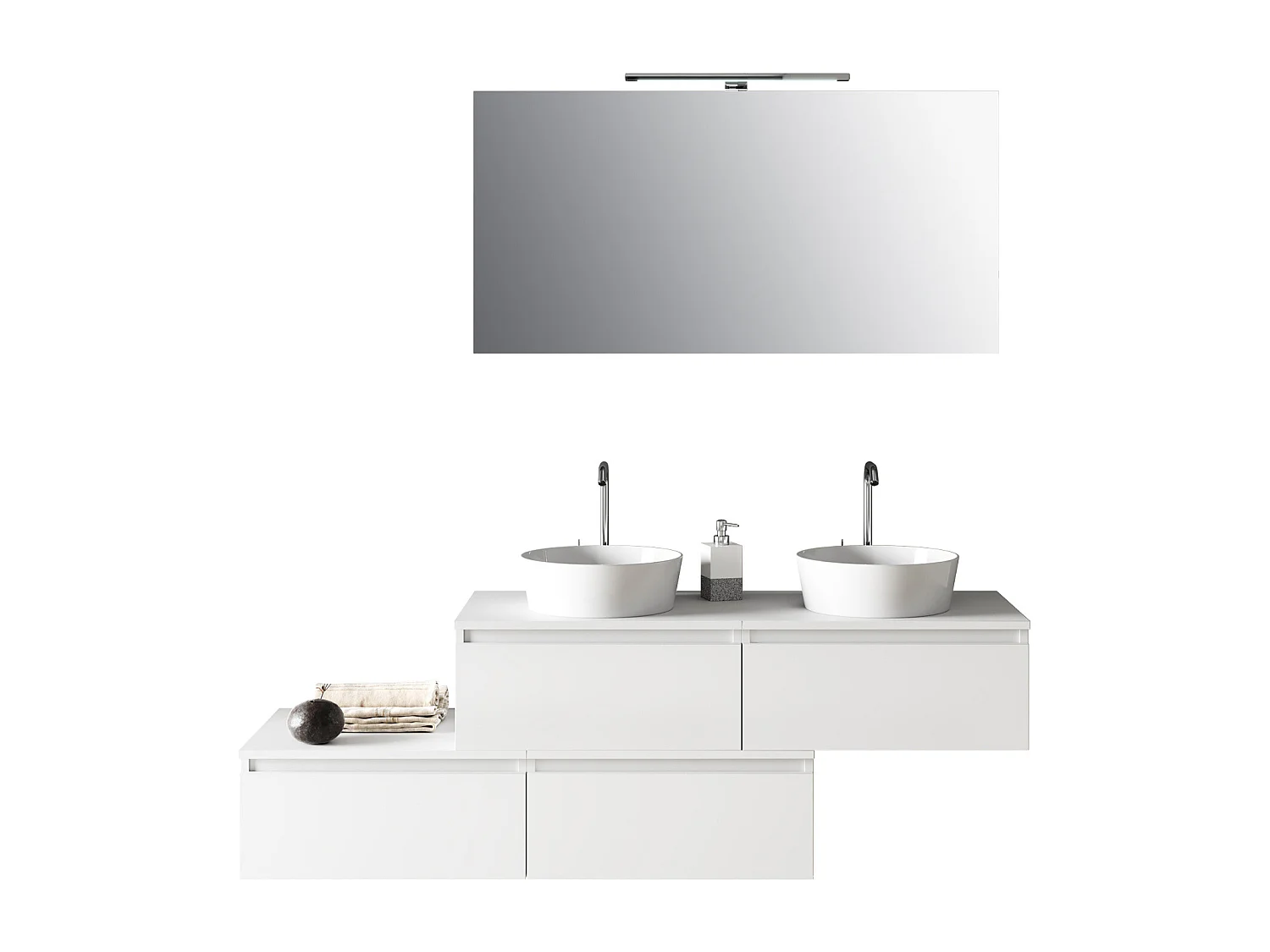 Ensemble de salle de bain double vasque 8 pièces ASTRA blanc