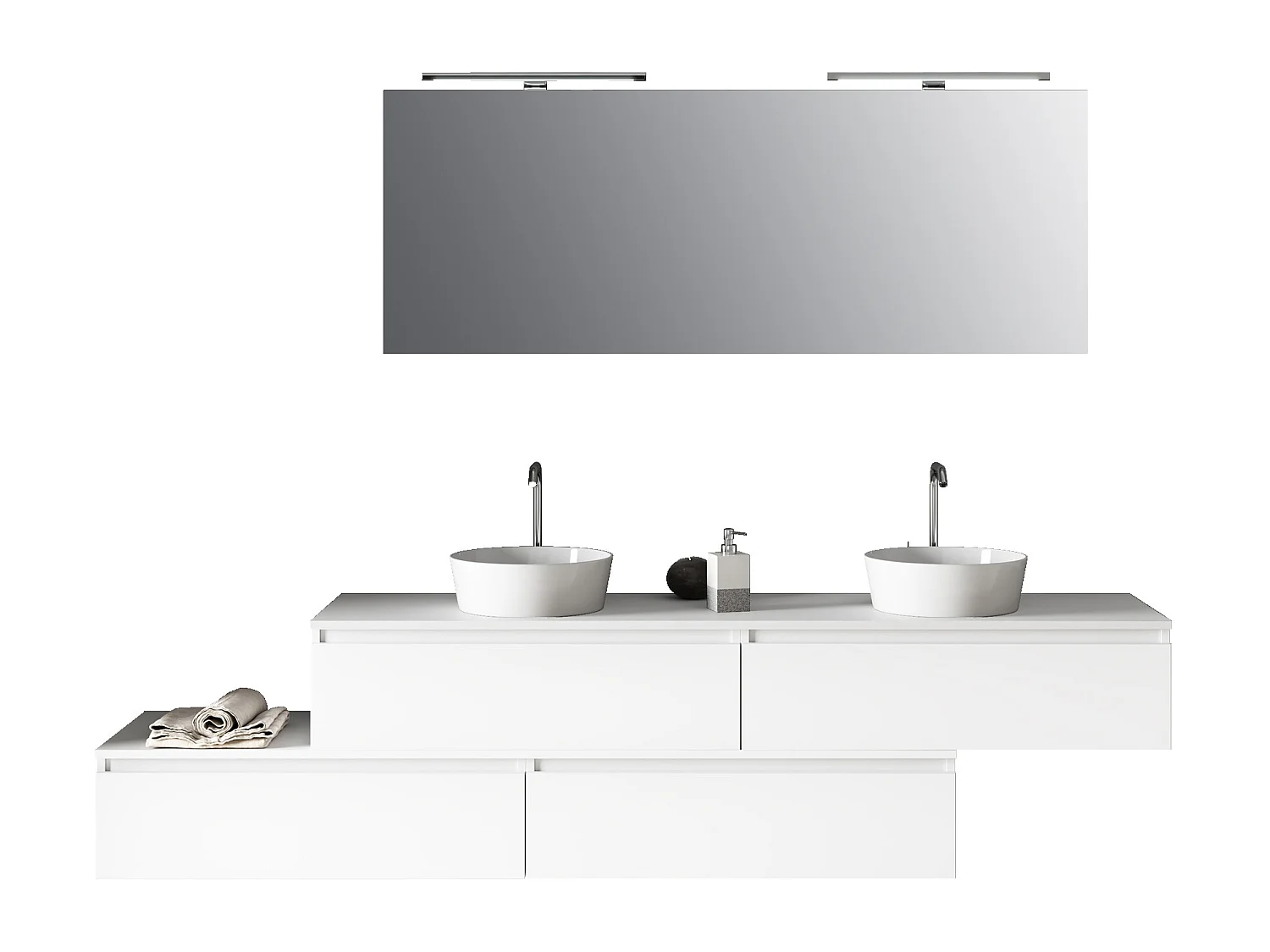 Ensemble de salle de bain double vasque 9 pièces ASTRA blanc