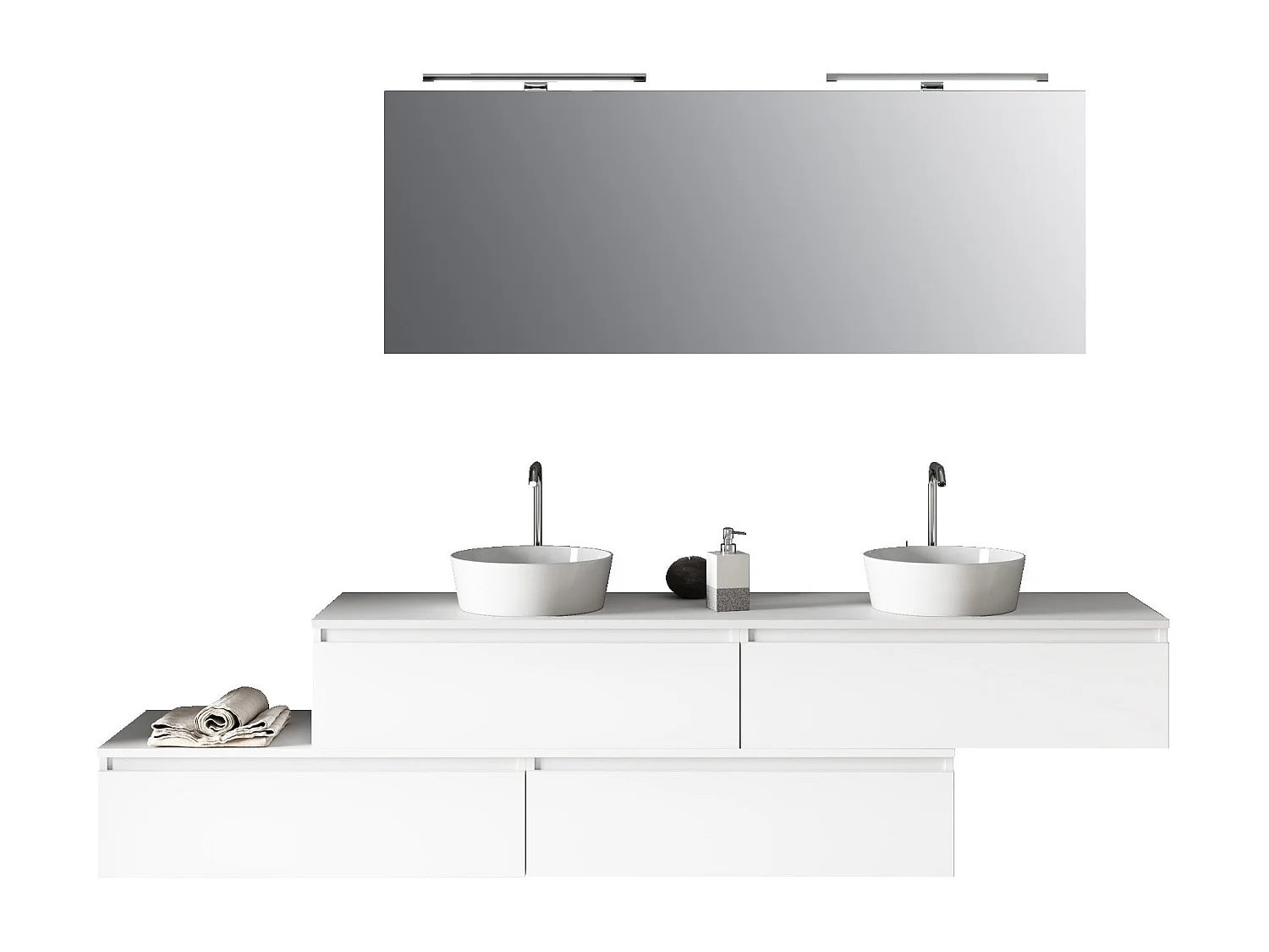 Ensemble de salle de bain double vasque 9 pièces ASTRA blanc
