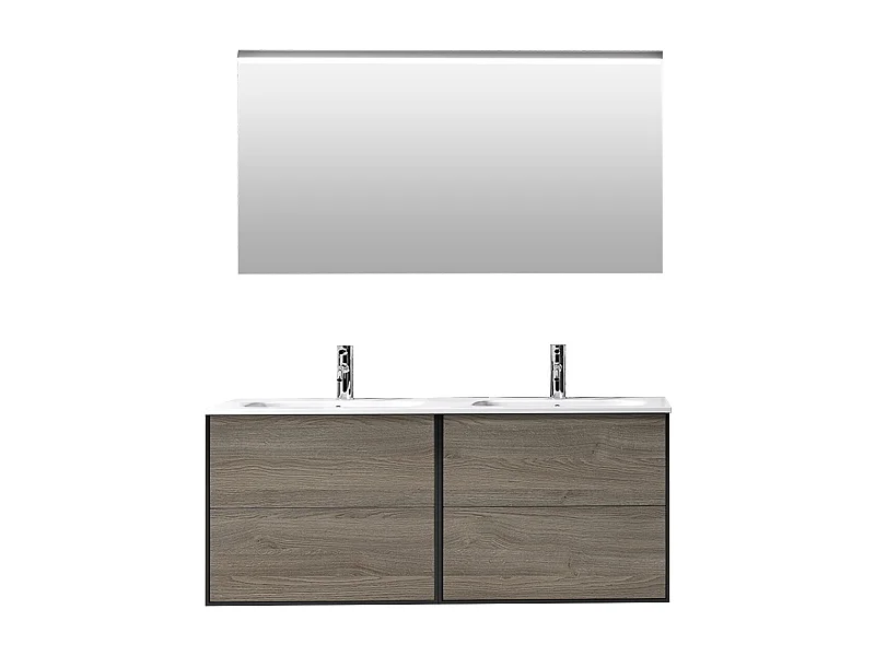 Ensemble de salle de bain double vasque 4 pièces IGEA chêne cendré