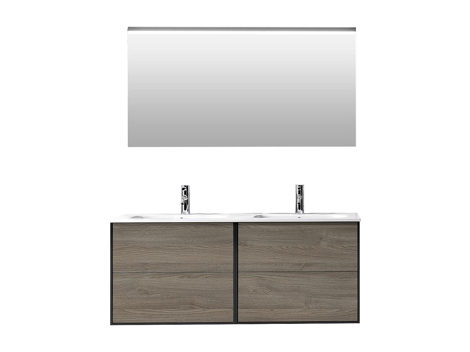 Ensemble de salle de bain double vasque 4 pièces IGEA chêne cendré