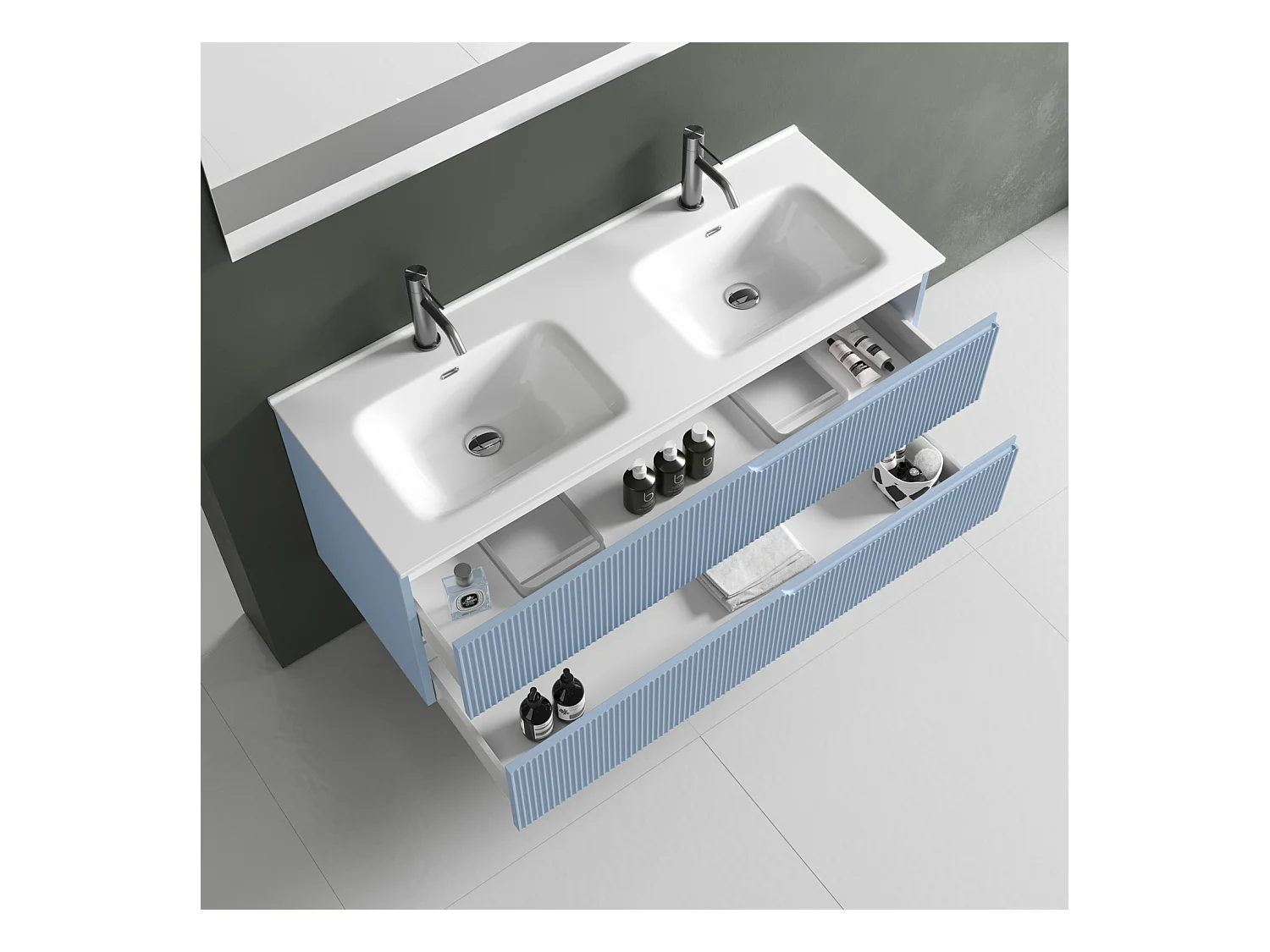 Composizione doppia vasca 5 pezzi VENERE azzurro tiffany