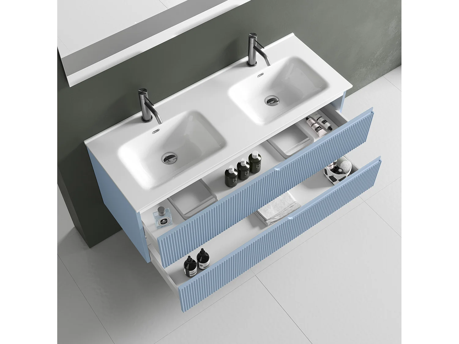 Composizione doppia vasca 5 pezzi VENERE azzurro tiffany