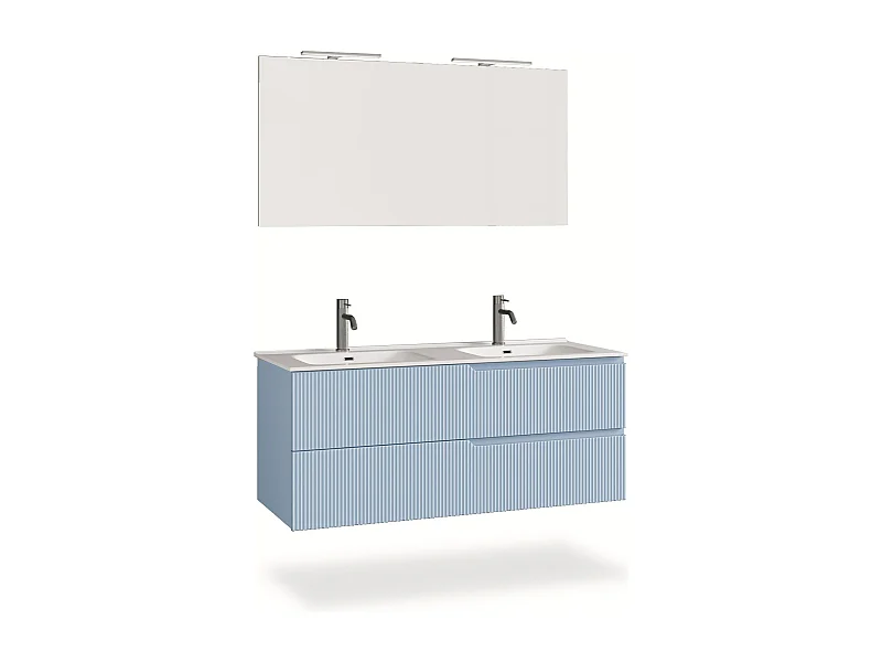Ensemble salle de bain double vasque 5 pièces VENERE tiffany bleu
