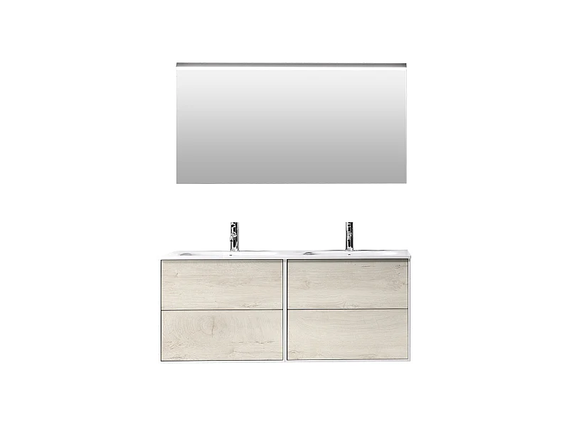 Ensemble de salle de bain double vasque 4 pièces IGEA chêne alaska