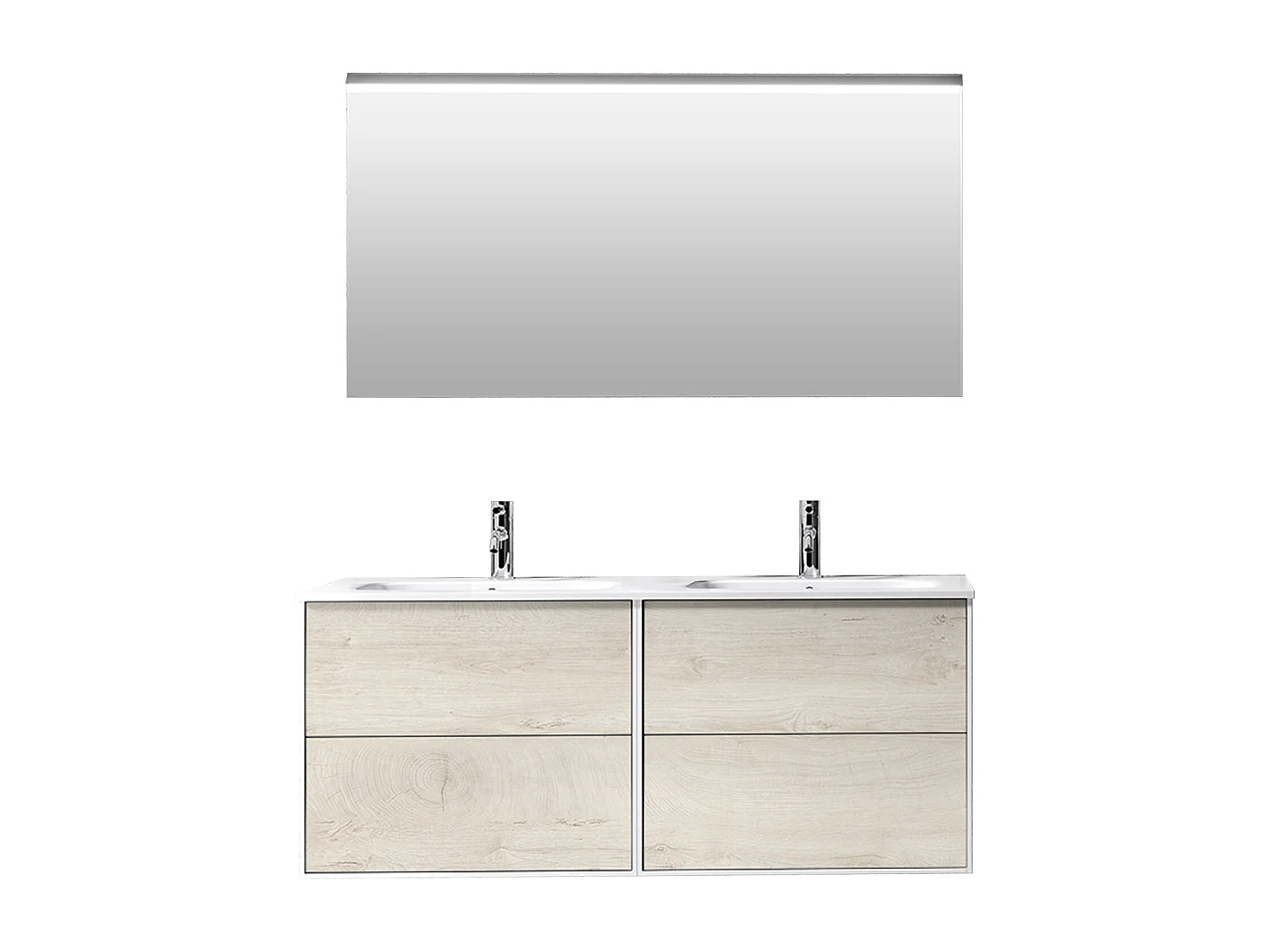 Ensemble de salle de bain double vasque 4 pièces IGEA chêne alaska