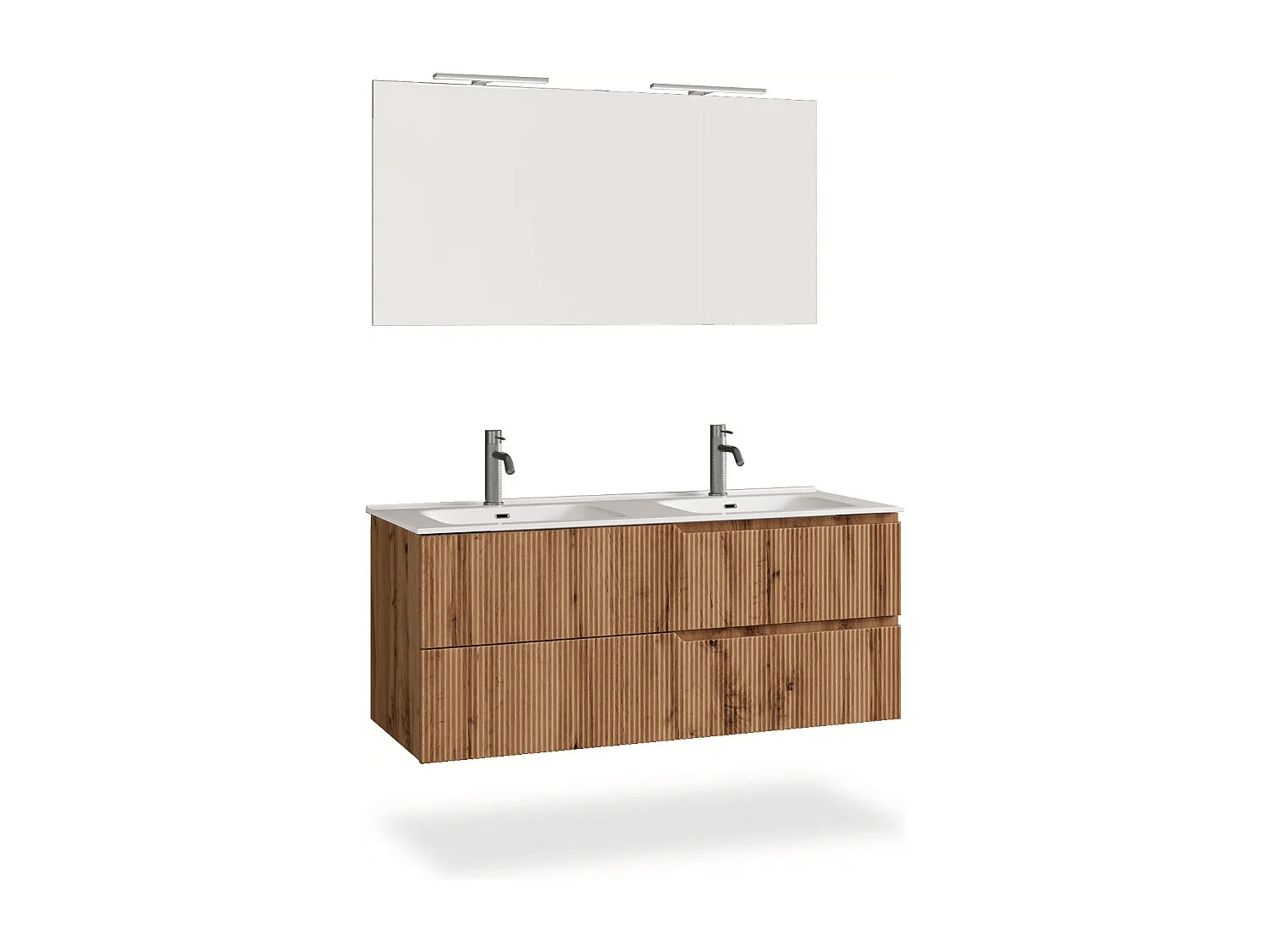 Ensemble salle de bain double vasque 5 pièces VENERE chêne