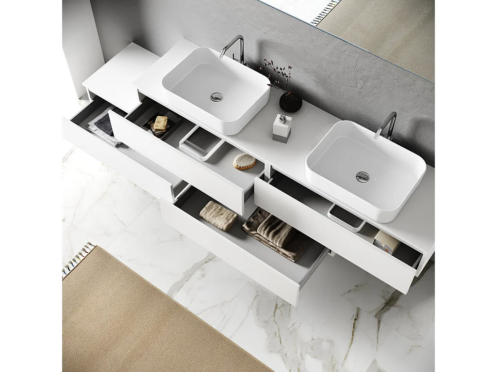 Ensemble de salle de bain double vasque 9 pièces ASTRA havane