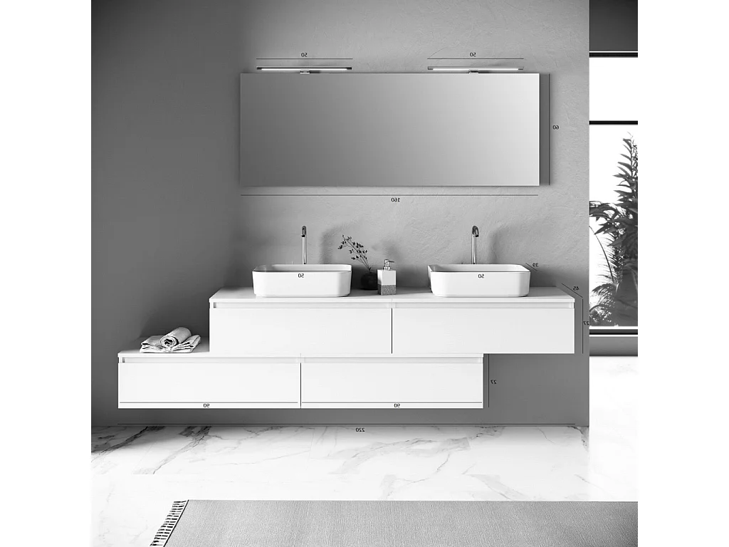 Ensemble de salle de bain double vasque 9 pièces ASTRA havane