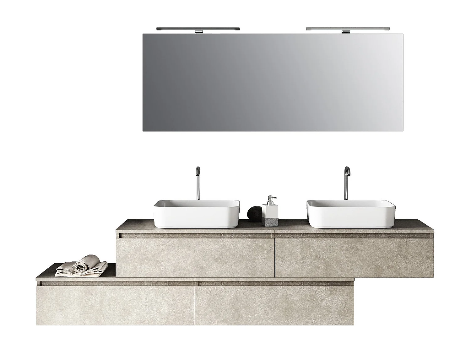 Ensemble de salle de bain double vasque 9 pièces ASTRA havane