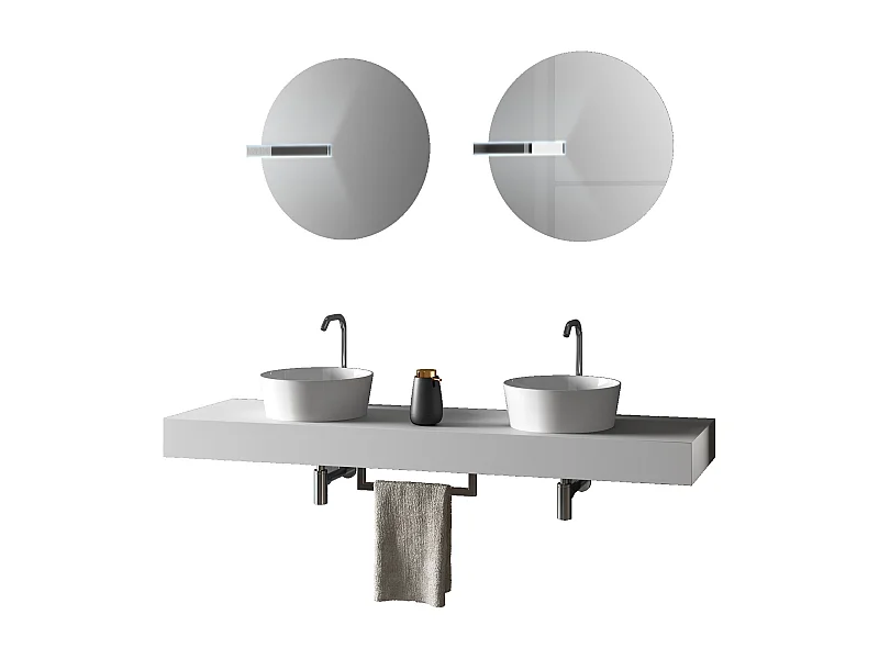 Ensemble de salle de bain double vasque 8 pièces ASTRA blanc