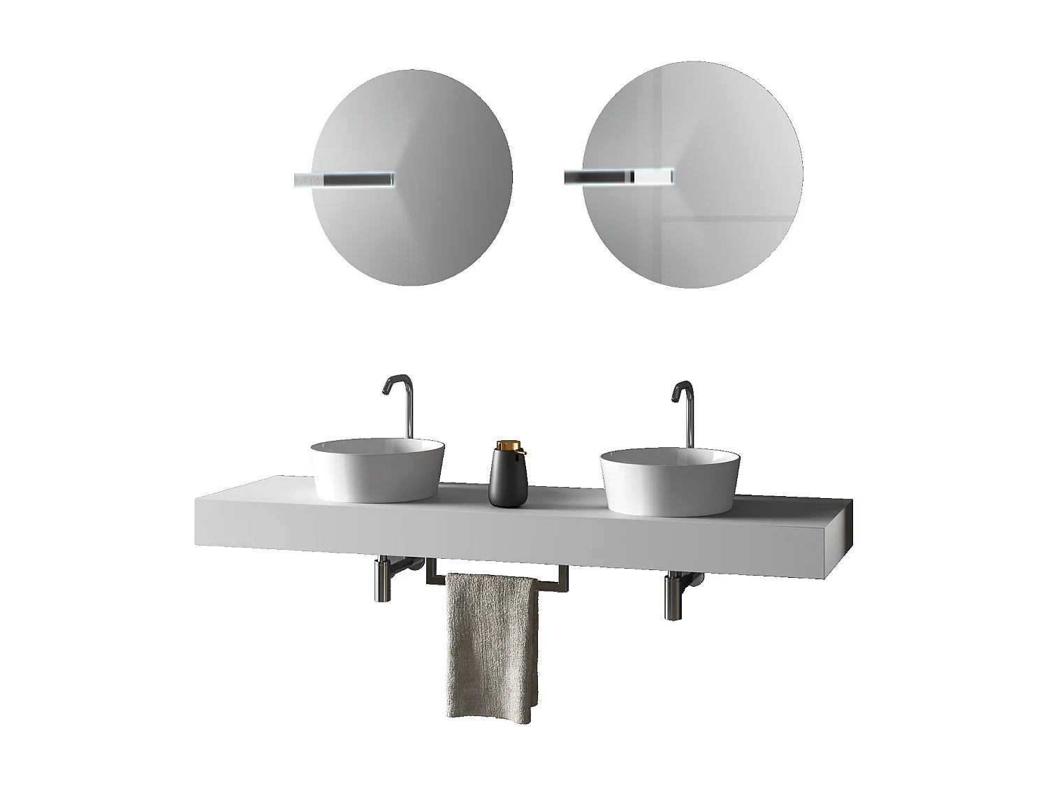 Ensemble de salle de bain double vasque 8 pièces ASTRA blanc