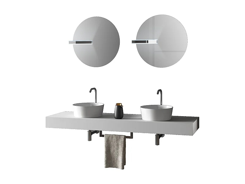 Ensemble de salle de bain double vasque 8 pièces ASTRA blanc