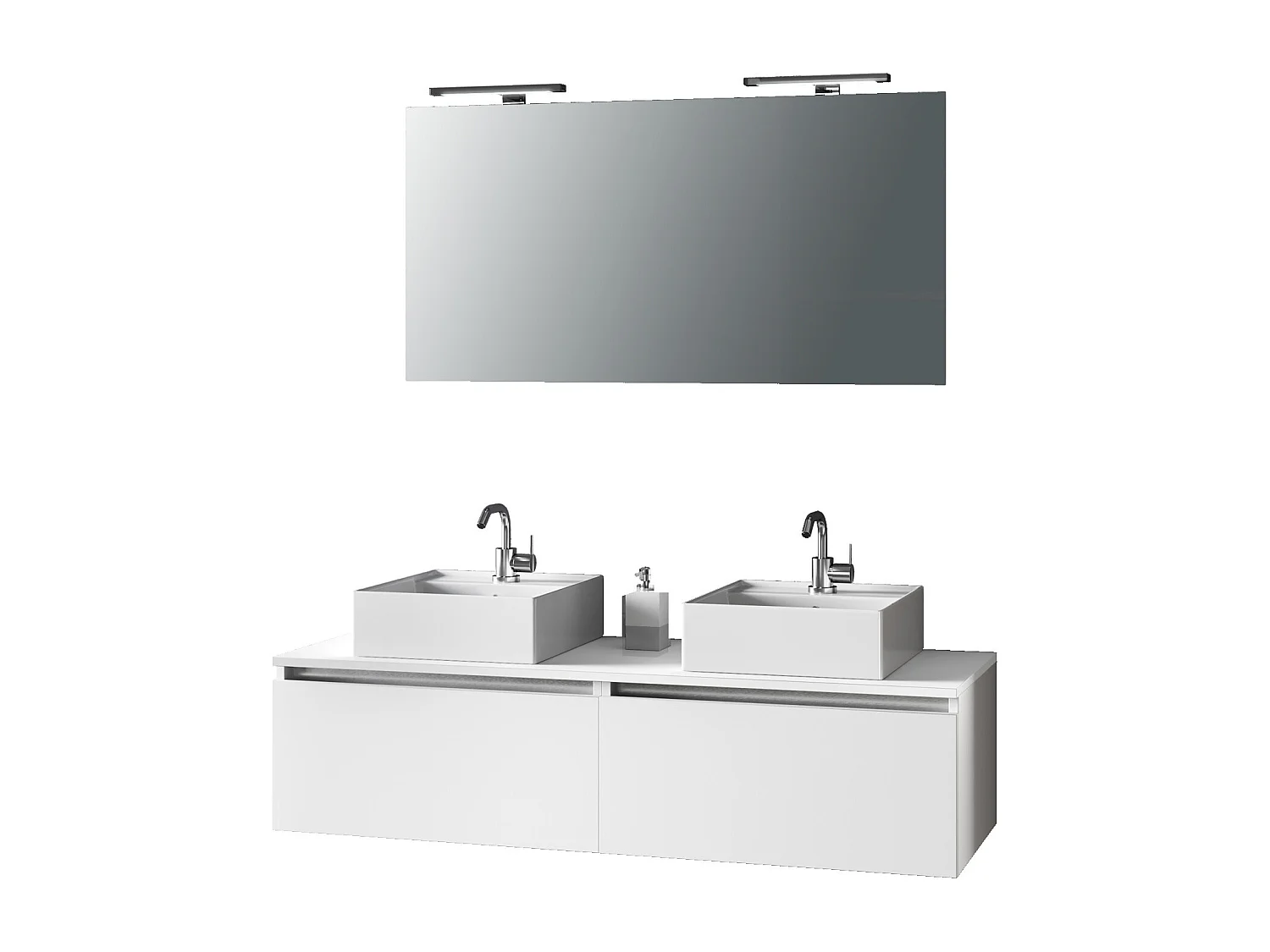 Composição de lavatório duplo de 8 peças AURORA branco