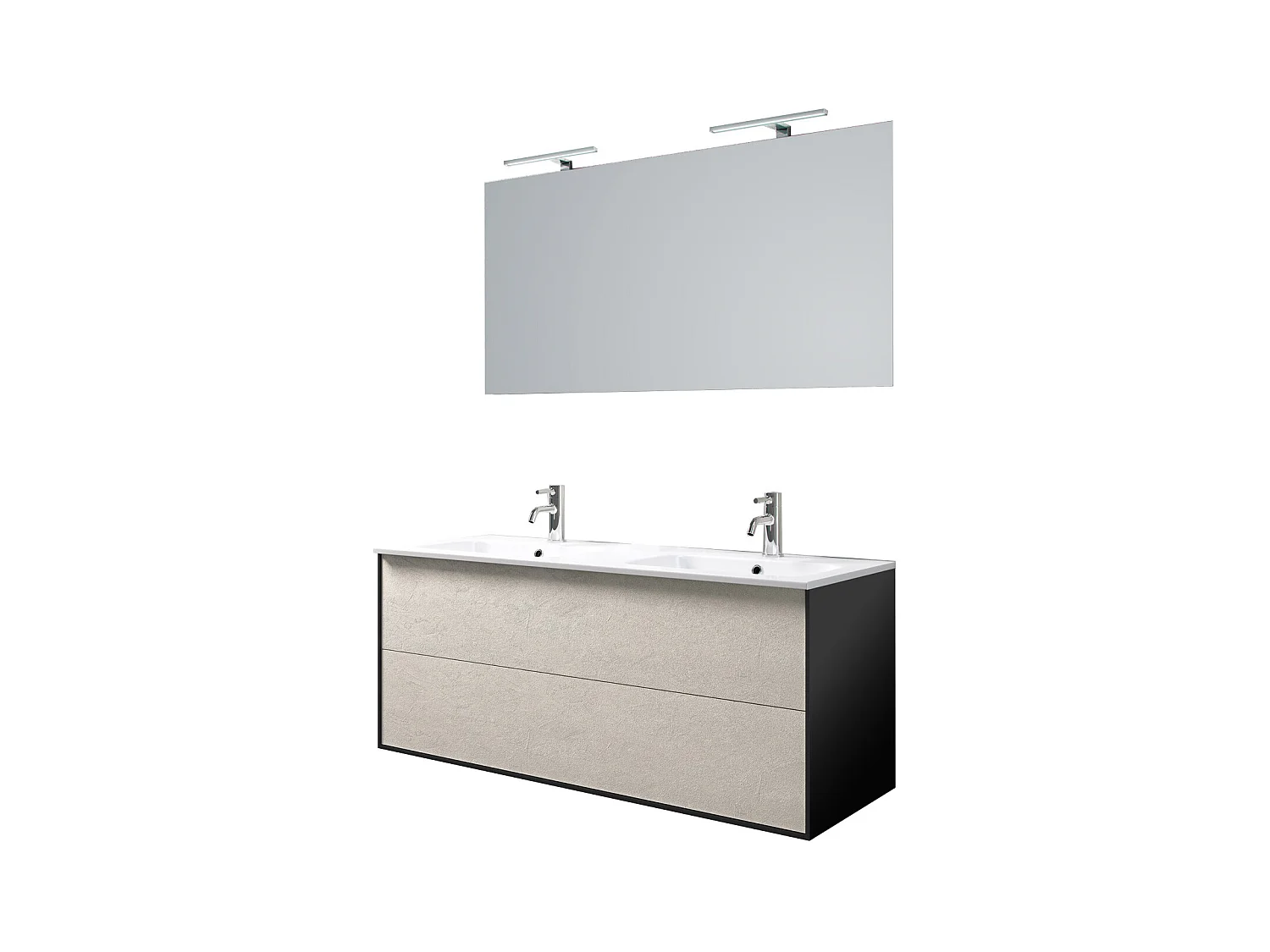 Ensemble de salle de bain double vasque 5 pièces IGEA havane pierre