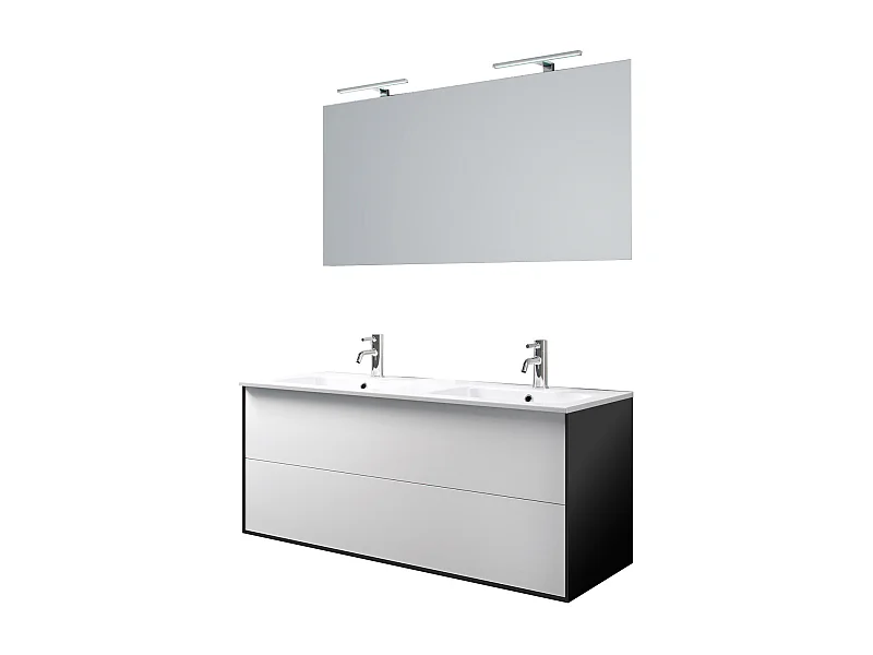 Ensemble de salle de bain double vasque 5 pièces IGEA blanc mat