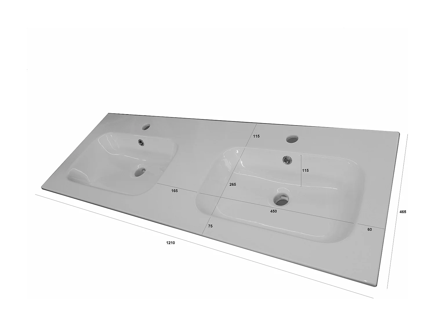 Ensemble de salle de bain double  3 pièces PLUTONE marron pierre