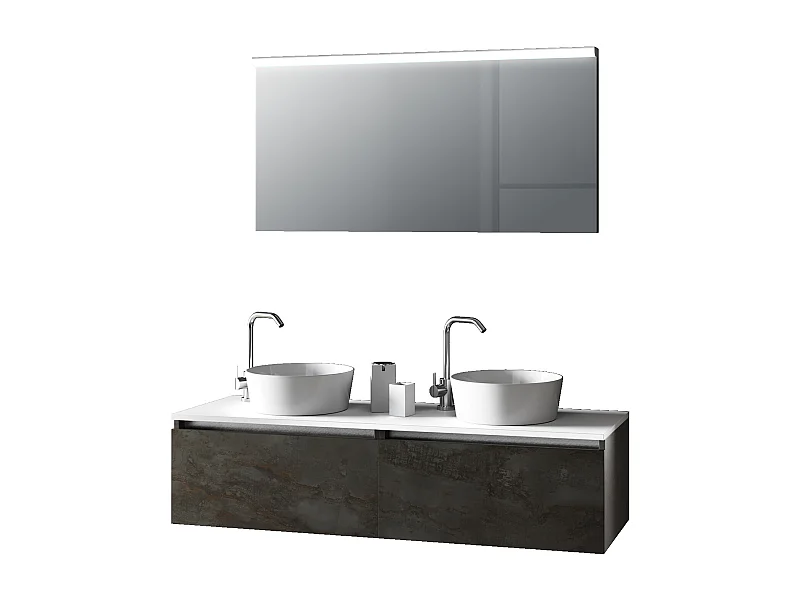 Composizione doppio lavabo 6 pezzi AURORA ossido