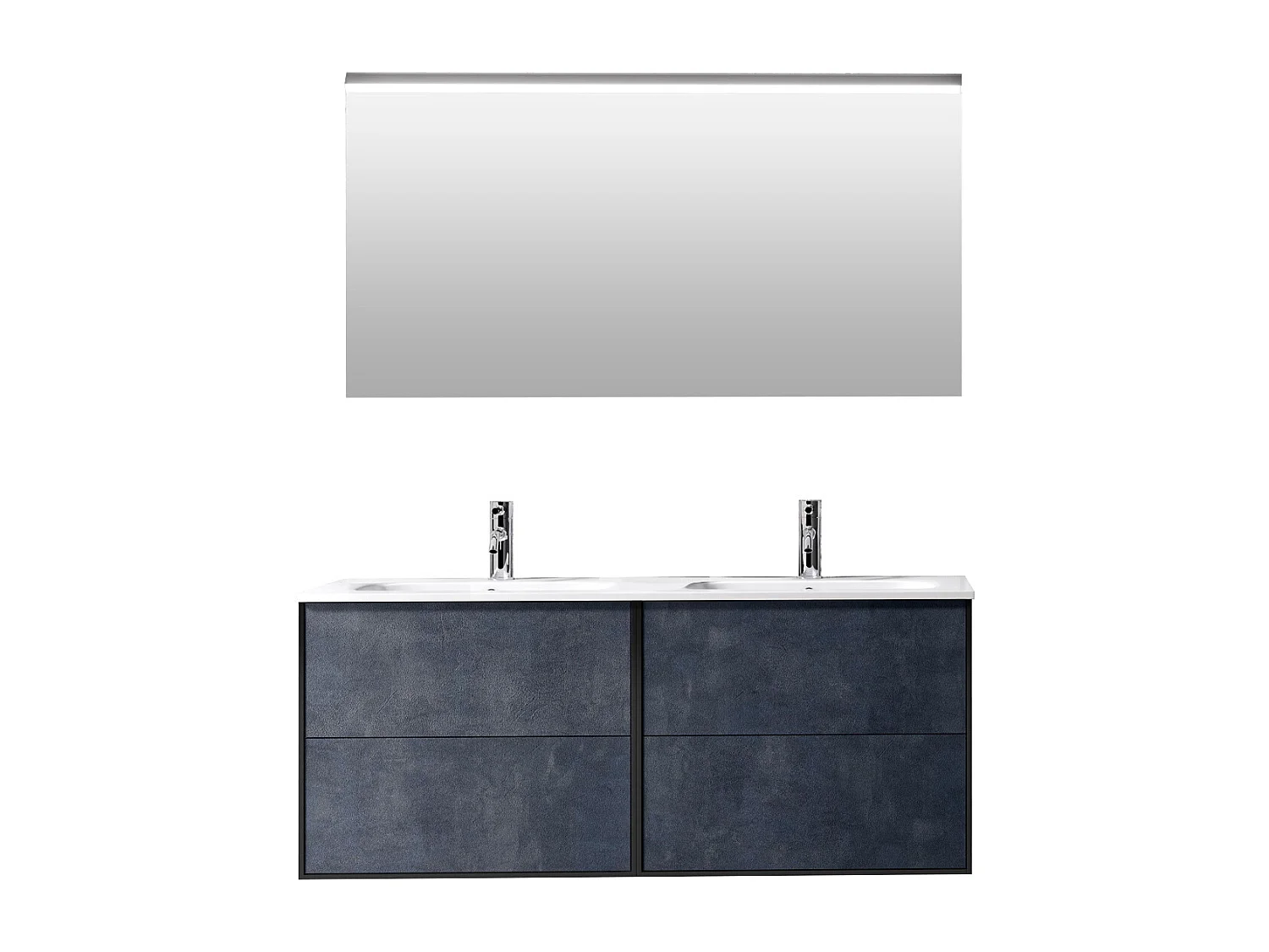 Ensemble de salle de bain double vasque 4 pièces IGEA bleu pierre