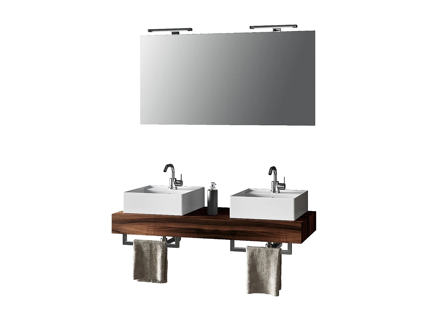 Ensemble de salle de bain double vasque 8 pièces ASTRA noyer