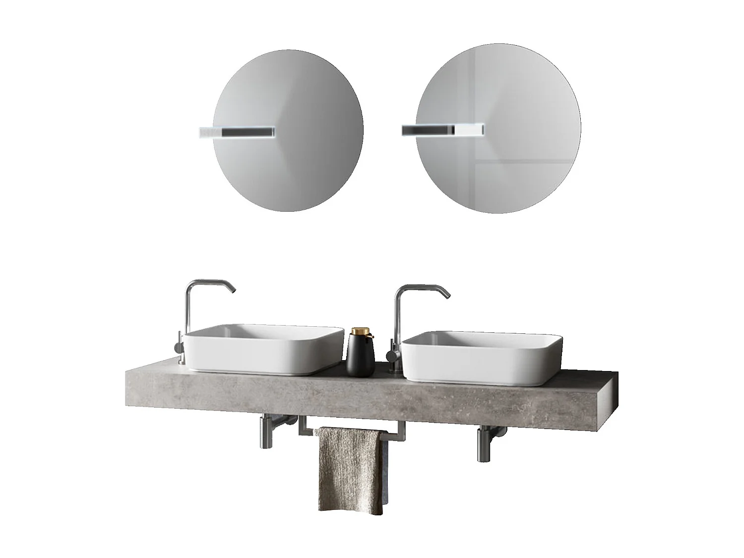 Ensemble de salle de bain double vasque ASTRA ciment