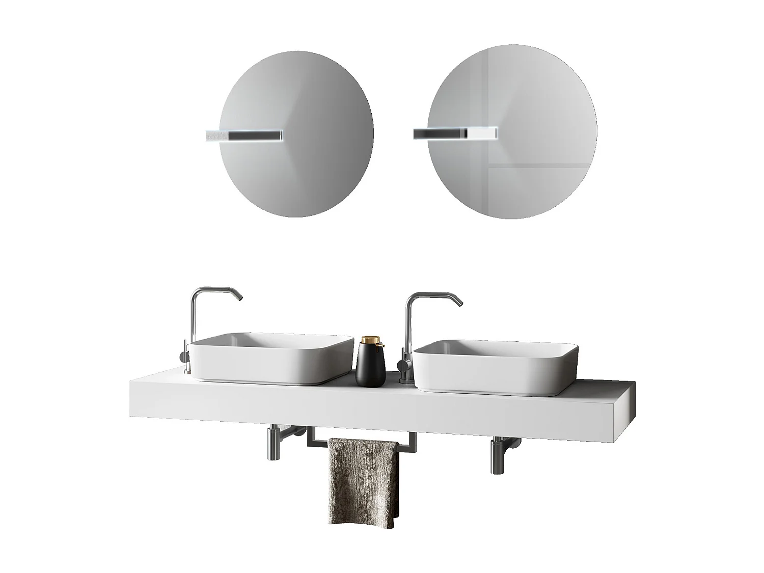 Ensemble de salle de bain double vasque ASTRA blanc