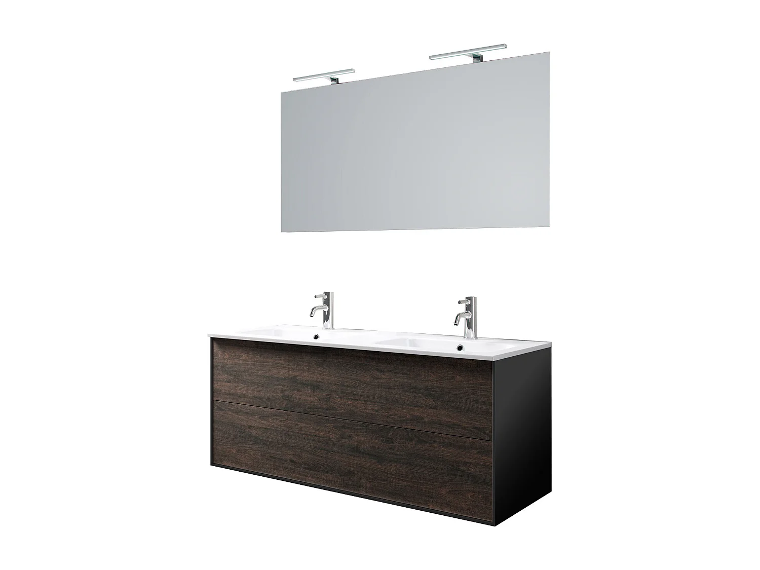Ensemble de salle de bain double vasque 5 pièces IGEA brun foncé