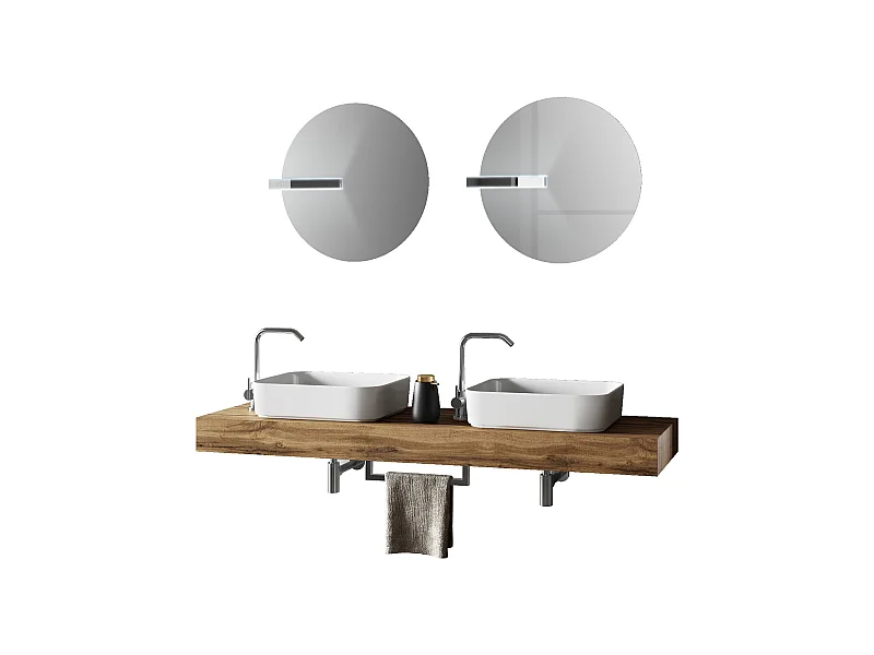 Composizione doppio lavabo 8 pezzi ASTRA rovere miele