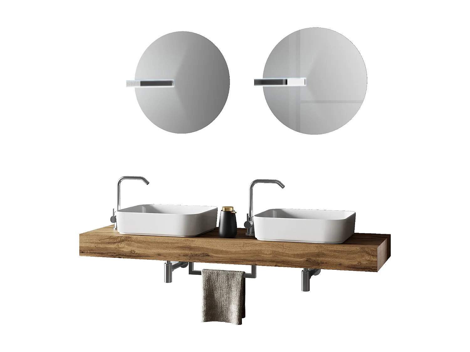 Ensemble de salle de bain double vasque ASTRA chêne miel