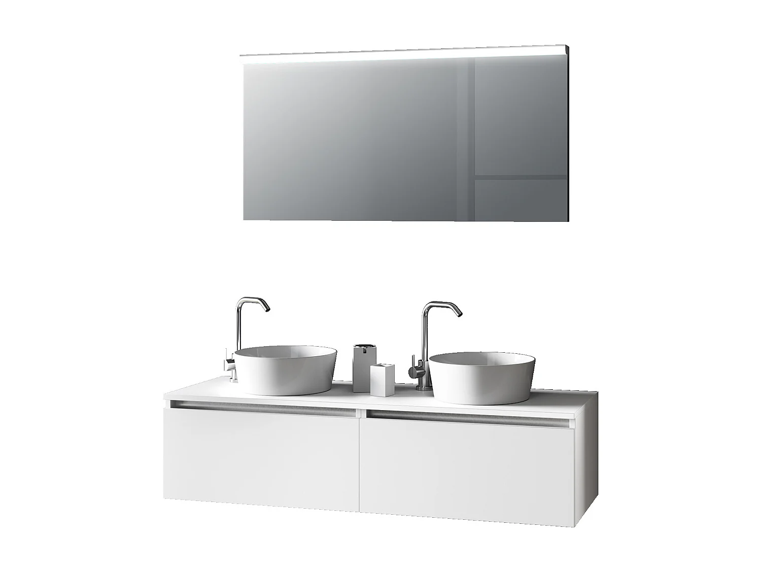 Composição de lavatório duplo de 6 peças AURORA branco