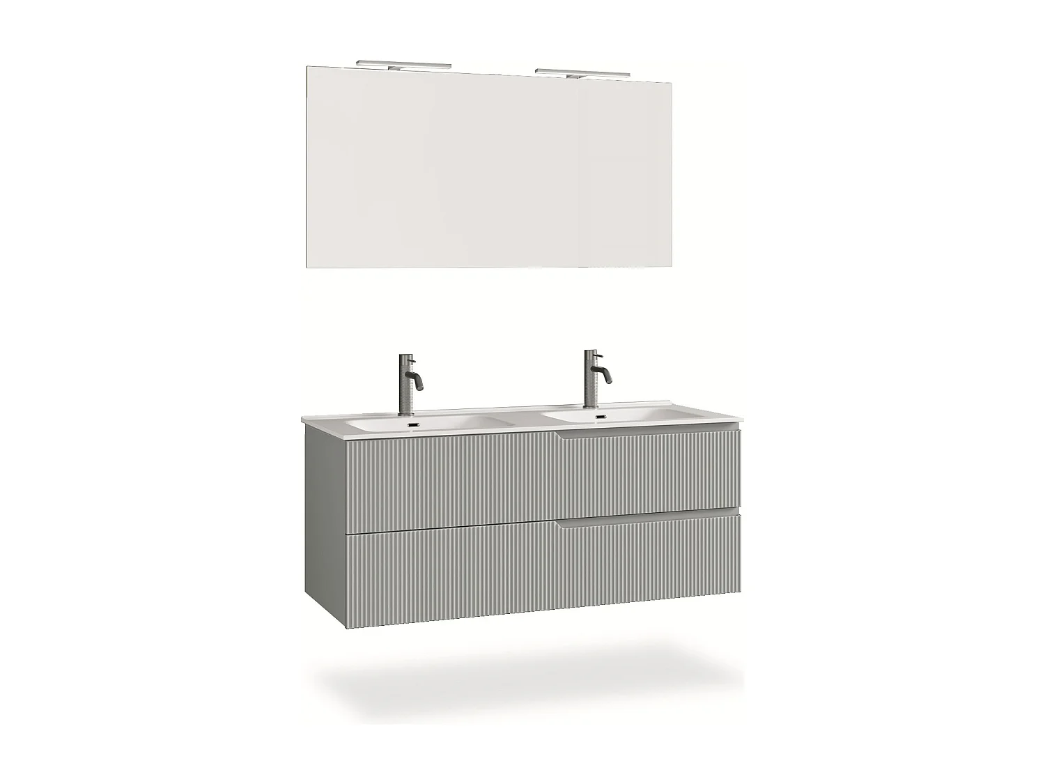 Ensemble salle de bain double vasque 5 pièces VENERE gris mat
