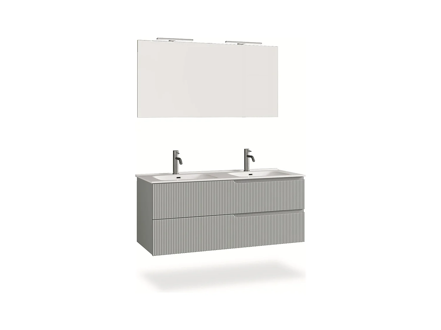 Ensemble salle de bain double vasque 5 pièces VENERE gris mat
