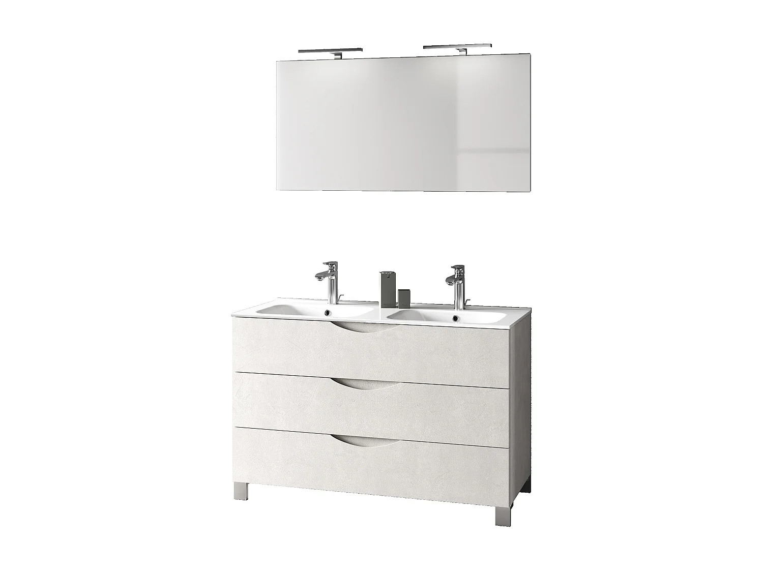 Ensemble de salle de bain double vasque 4 pièces PLUTONE blanc
