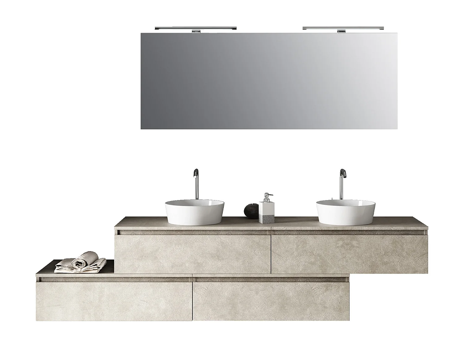 Ensemble de salle de bain double vasque 9 pièces ASTRA havane