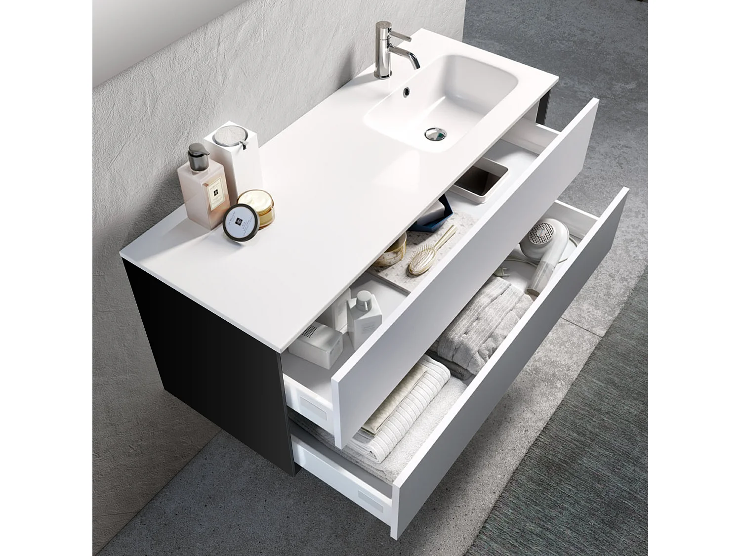 Ensemble de salle de bain vasque DX 4 pièces IGEA blanc mat