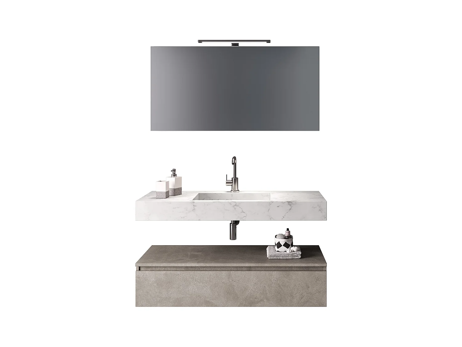Ensemble de salle de bain 5 pièces ASTRA marbre carrara/havane pierre