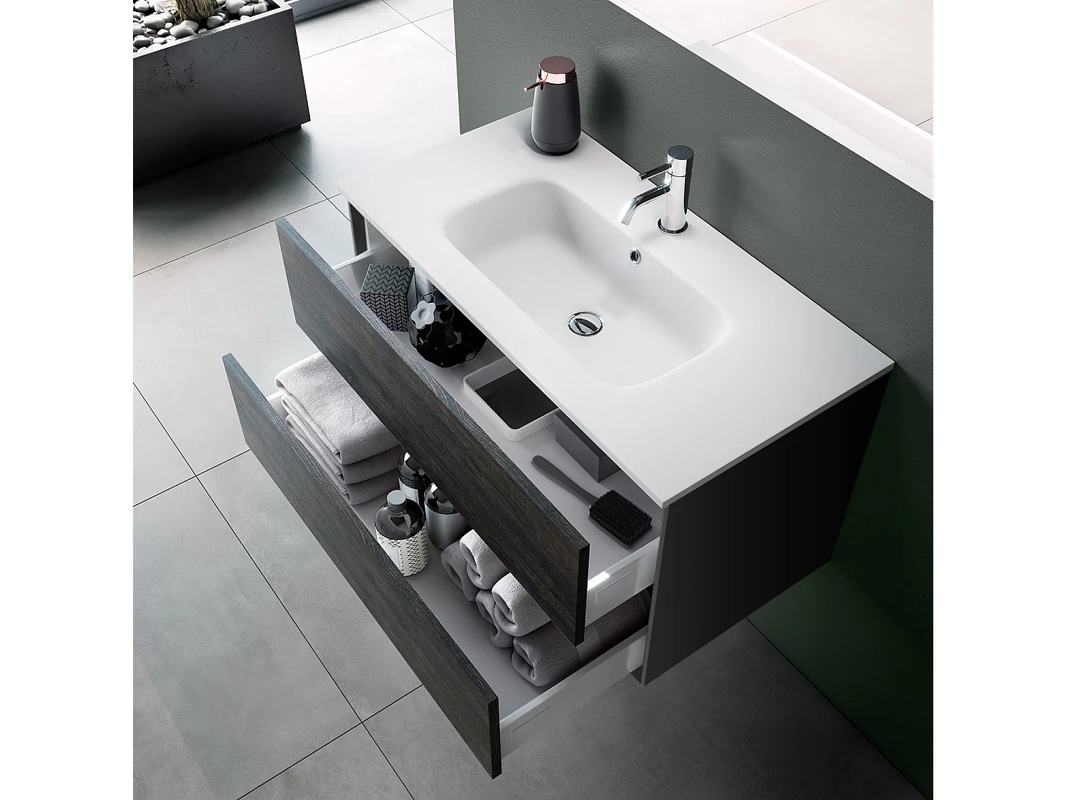 Ensemble de salle de bain 4 pièces IGEA brun foncé